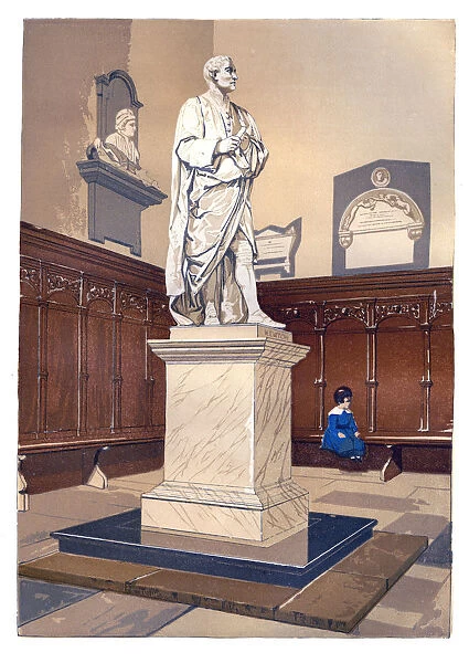 Statue of Sir Isaac Newton in the chapel of Trinity College, Cambridge, c1850