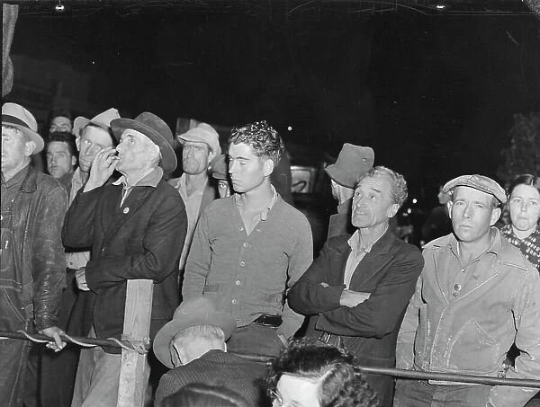 Street meeting at night...outside of Shafter, California, 1938. Creator: Dorothea Lange