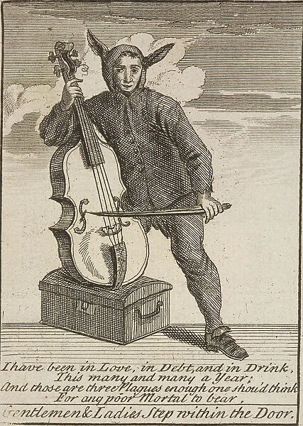 A street musician dressed in costume, Cries of London, (c1688?)