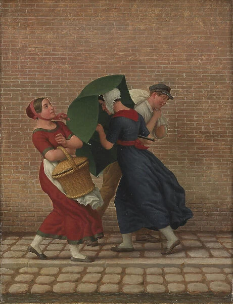 Street Scene in Windy and Rainy Weather, 1846. Creator: CW Eckersberg