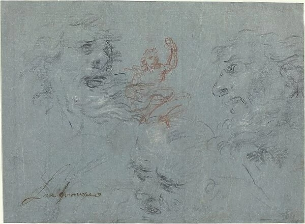 Study of Heads [recto]. Creator: Unknown