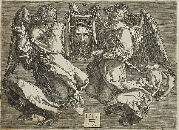 Sudarium Displayed by Two Angels, c. 1568. Creator: Jan Wierix