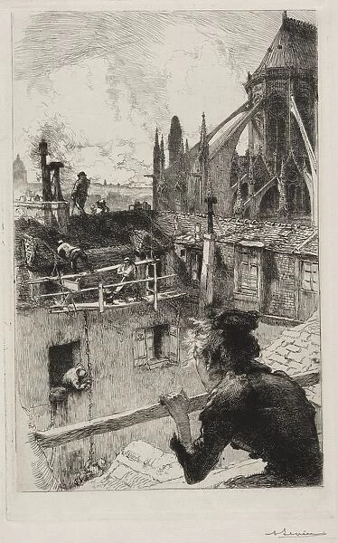 Sur les Toits pres Notre Dame, 1893. Creator: Auguste Louis Lepere (French, 1849-1918)