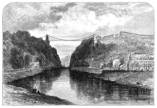 The suspension bridge over the Avon at Clifton, 1864. Creator: Mason Jackson