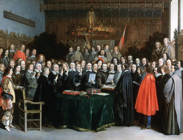 The Swearing of the Oath of Ratification of the Treaty of Munster, 1648. Artist: Gerard Terborch II