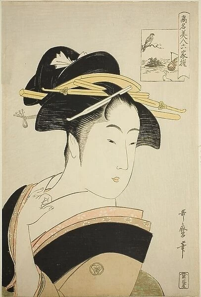 Takashima Ohisa, from the series 'Renowned Beauties Likened to the Six Immortal... c. 1795 / 96. Creator: Kitagawa Utamaro. Takashima Ohisa, from the series 'Renowned Beauties Likened to the Six Immortal... c. 1795 / 96. Creator: Kitagawa Utamaro