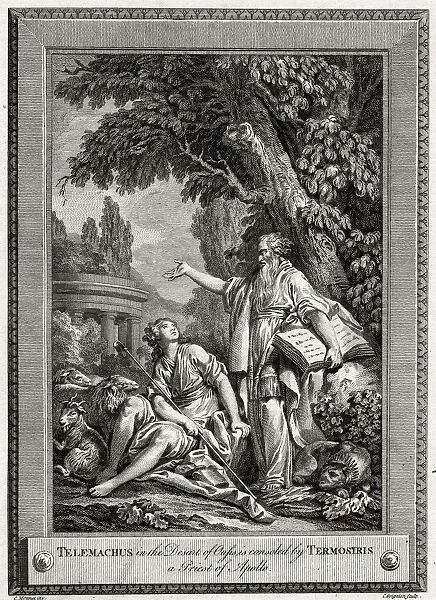 Telemachus, in the Desert of Oasis, is consoled by Termosiris a Priest of Apollo, 1774. Artist: Charles Grignion
