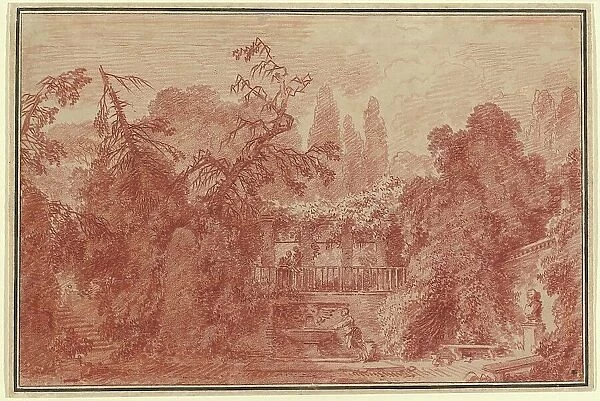 Terrace and Garden of an Italian Villa, 1762 / 1763. Creator: Jean-Honore Fragonard