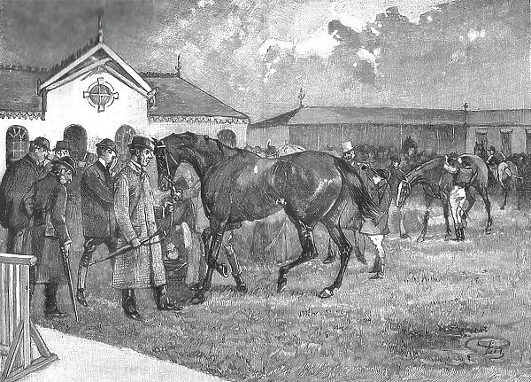 'The Racing Season- Notes at Newmarket; Inspecting the Favourite, 1890. Creator: Unknown