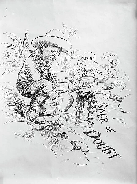 Theodore Roosevelt - Cartoon About The River of Doubt, 1914. Creator: Unknown