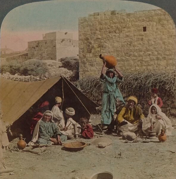 Theres no place like home! - dwelling and shop of a Gypsy Blacksmith, Syria, 1900. Artists: Elmer Underwood, Bert Elias Underwood