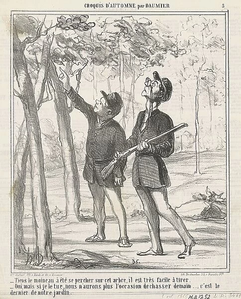 Tiens, le moineau a été sepercher, 19th century. Creator: Honore Daumier