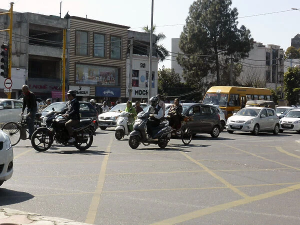 Traffic at box junction in Amritsar Punjab, India. Creator: Unknown