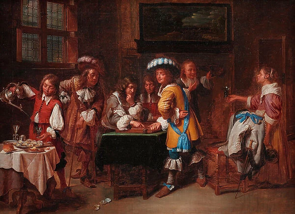 Trictrac Players; Chequers Players, 1648-1710. Creator: Charles Emanuel Biset