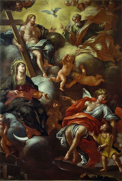 Trinity, Madonna and Guardian Angel, c.1710. Creator: Del Pò, Giacomo (1654-1726)