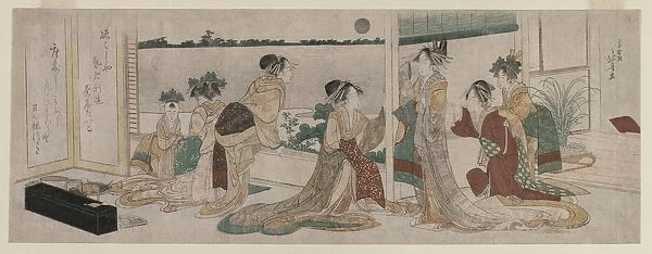Tsukasa and Other Courtesans of the Ogiya Watching the Autumn Moon Rise... 1799. Creator