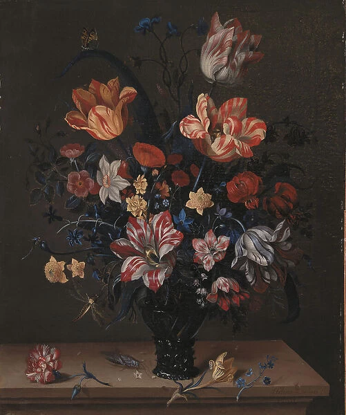 Tulips and Other Flowers in a Rummer, 1663. Creator: Helena Roouers