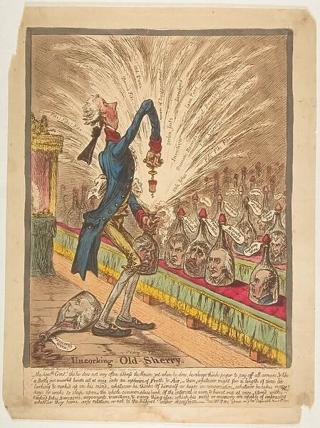 Uncorking Old Sherry, March 10, 1805. Creator: James Gillray
