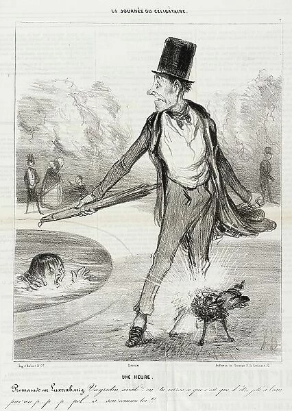 Une heure - Promenade au Luxembourg, 1839. Creator: Honore Daumier