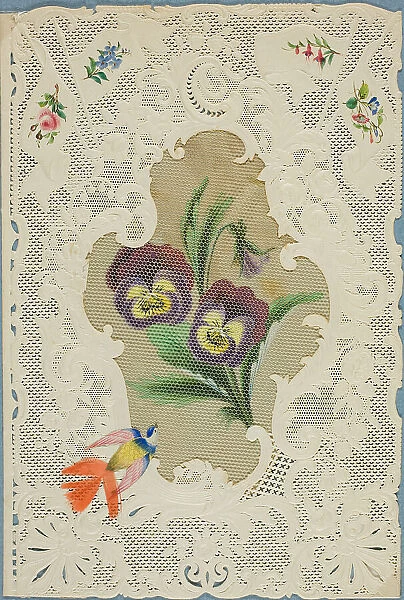 Untitled Valentine (Large Purple and Yellow Flowers), 1815 / 30, inscribed 1865. Creator: Dobbs, Kidd & Co. Untitled Valentine (Large Purple and Yellow Flowers), 1815 / 30, inscribed 1865. Creator: Dobbs, Kidd & Co