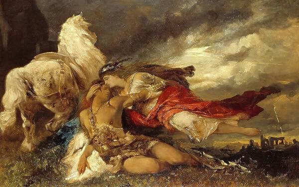 Valkyrie and a Dying Hero, late 19th century. Creator: Hans Makart