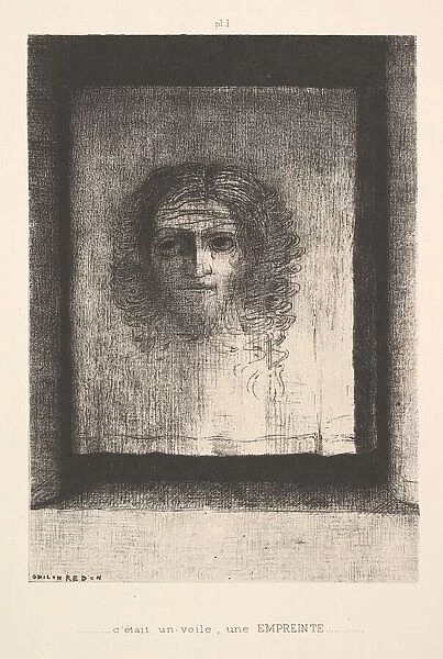 A Veil, a Printed Image, 1891. Creator: Odilon Redon