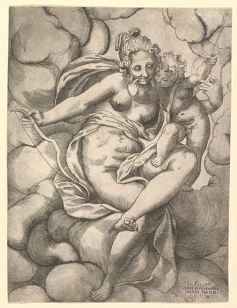 Venus and Cupid in the Clouds, 1568. Creator: Giovanni Paolo Cimerlino