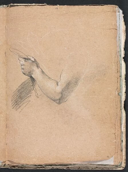 Verona Sketchbook: Left arm and hand (page 75), 1760. Creator: Francesco Lorenzi (Italian