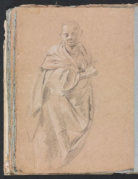 Verona Sketchbook: Standing monk (page 52), 1760. Creator: Francesco Lorenzi (Italian, 1723-1787)