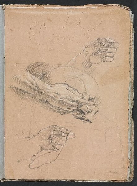 Verona Sketchbook: Study of hands and skull (page 21), 1760. Creator: Francesco Lorenzi (Italian