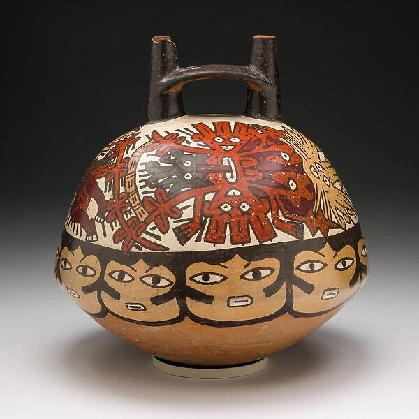 Vessel Depicting Ritual Performer Wearing a Feline Mask with a Symbolic Trail, 180 B. C.  /  A