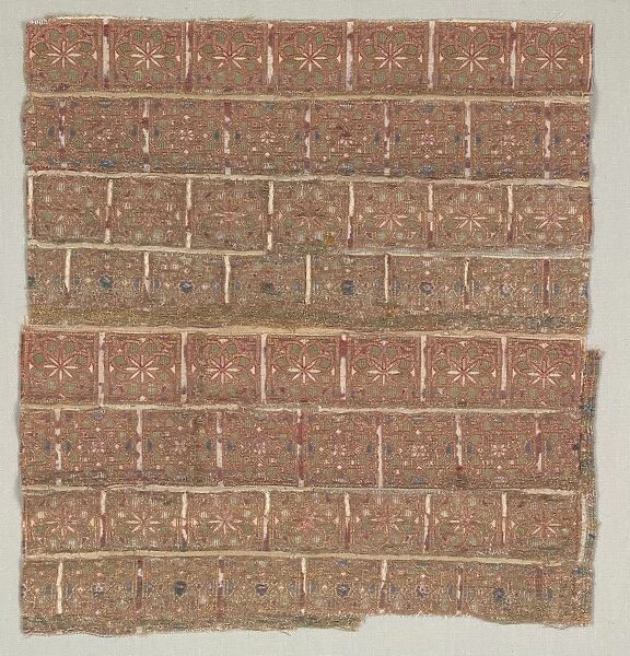 Vestment fragment with stars in staggered squares, 1200s. Creator: Unknown