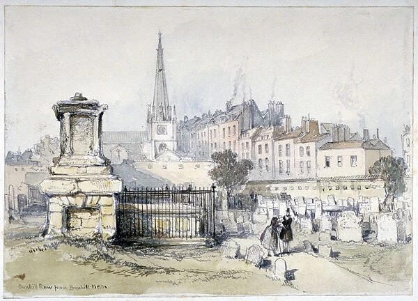 View of Bunhill Row from Bunhill Fields, Finsbury, Islington, London, c1860. Artist