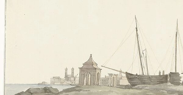 View of the city of Molfetta on the coast, 1778. Creator: Louis Ducros