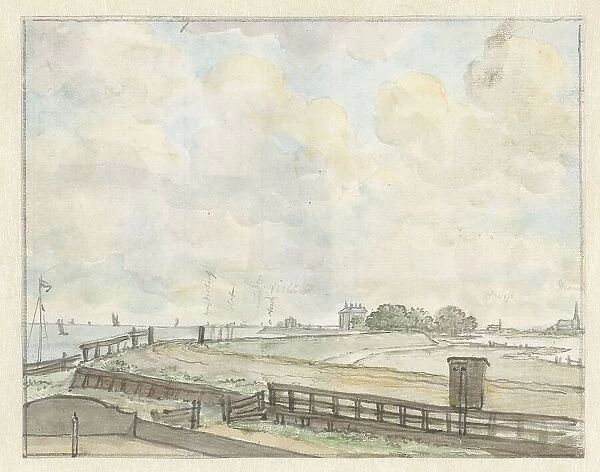 View of dyke outside Amsterdam, 1785. Creator: Juriaan Andriessen