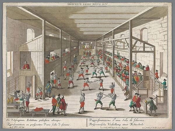 View of a fencing school, 1742-1801. Creator: Anon