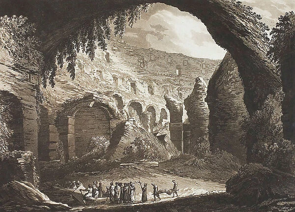 View of the Inside of the Amphitheatre of Vespasian at Rome (called the 'Colosseo'), 1779. Creator: Richard Cooper