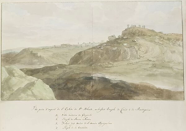 View near the church of Saint Blaise, built on the remains of the temple of Demeter..1778. Creator: Louis Ducros