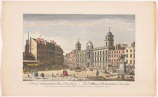 View of Northumberland House at Charing Cross in London, 1753. Creator: Thomas Bowles