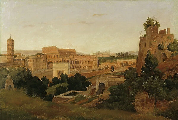 View of Rome with the Colosseum. Study, 1846. Creator: Gustav Wilhelm Palm