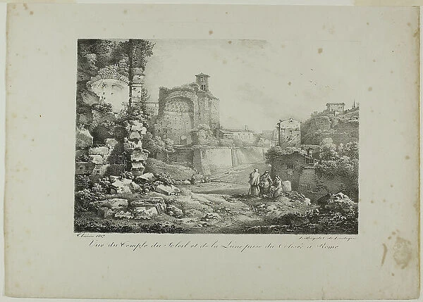View of the Temple of the Sun and Moon from the Coliseum in Rome, 1817. Creator: Claude Thiénon