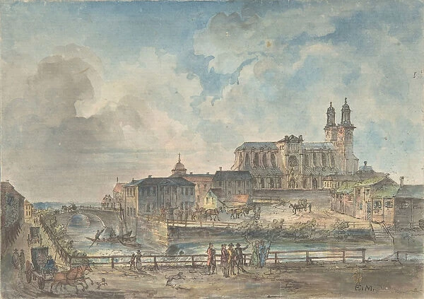 View of Uppsala cathedral from the North, 18th-early 19th century. Creator: Elias Martin