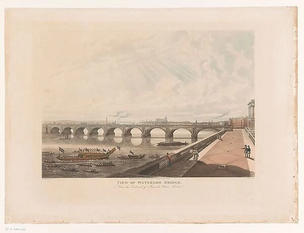 View of Waterloo Bridge from the east side of the terrace of Somerset House, 1818. Creator: Joseph Constantine Stadler