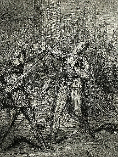 Villain, Thou Diest, plate ten from Othello, 1844. Creator: Theodore Chasseriau