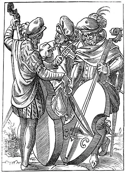 A violinist and two cellists, 16th century (1849). Artist: Jost Amman