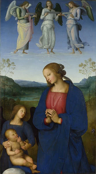 The Virgin and Child with an Angel (Panel from an Altarpiece, Certosa), c. 1500. Creator: Perugino (ca. 1450-1523)