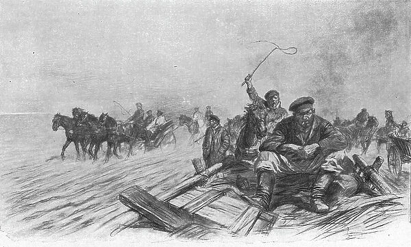 Visions de guerre sur le front russe; …nous depassons des files de chars de paysan, charges...1915. Creator: Unknown