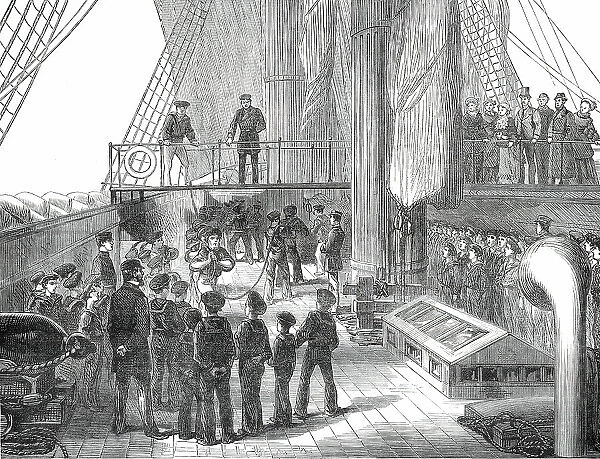 Visit of the Boys of the Clyde training-ship Cumberland to H.M.S. Aurora, 1876. Creator: Unknown