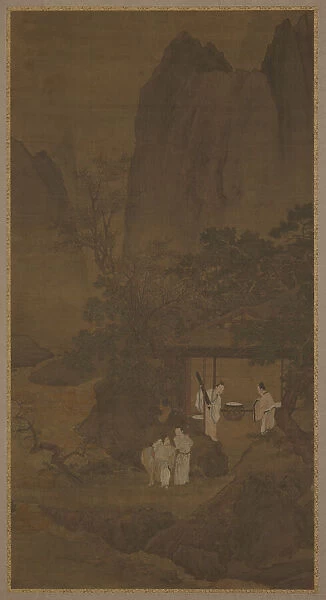 Visitor to a mountain retreat, Ming dynasty, 16th century. Creator: Unknown