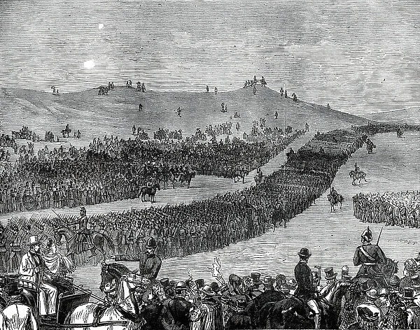 The Volunteer Review at Tring on Easter Monday: the March Past at Beacon Hill, 1876. Creator: Unknown